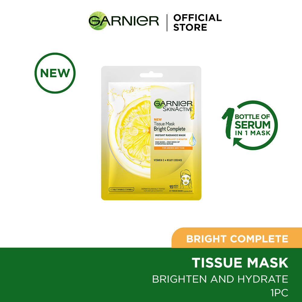 Garnier Skin Active Bright Complete Tissue Face Mask | For Brighter Skin | Best Price in Pakistan original skincare product Pakistan