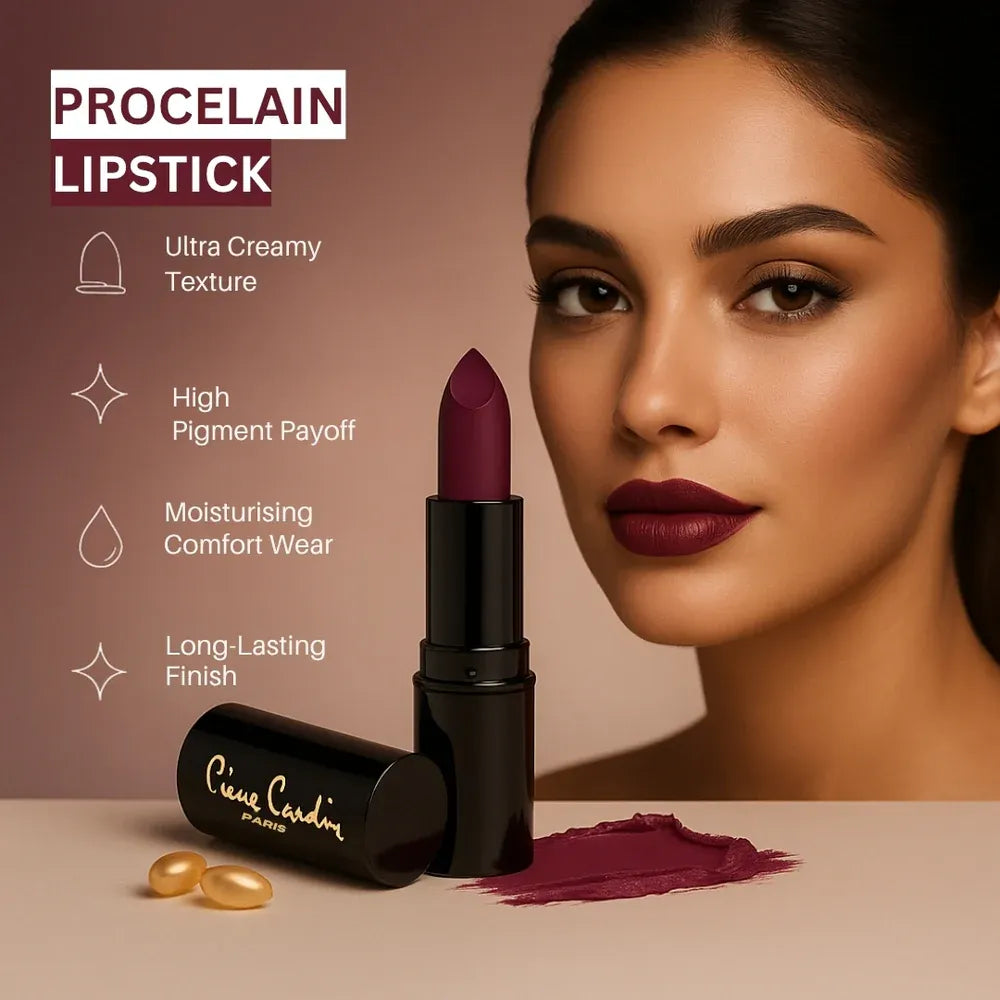 Pierre Cardin Porcelain Edition Lipstick | Deep Red | Best Price in Pakistan original skincare product Pakistan Main image