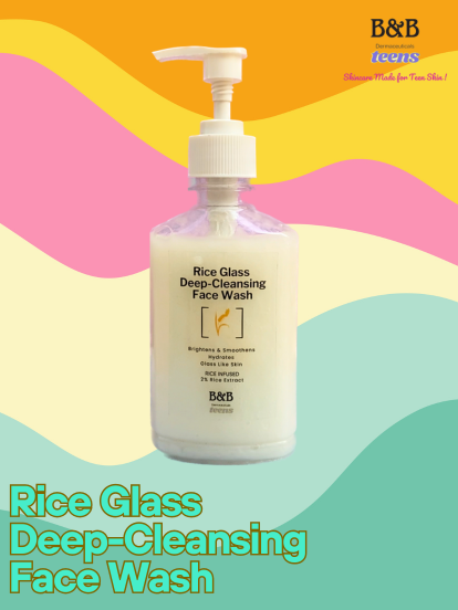 B&B Derma | Rice Glass Deep-Cleansing Face Wash Teens | Best Price in Pakistan original skincare product Pakistan