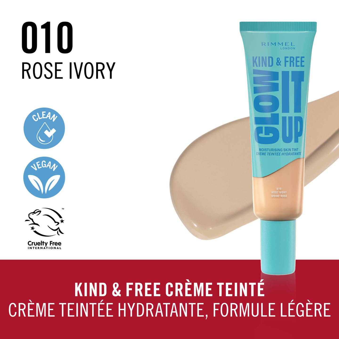 Rimmel London | Kind & Free Glow It Up Moisturizing Skin Tint | 010 Rose Ivory | Best Price in Pakistan original skincare product Pakistan Main image
