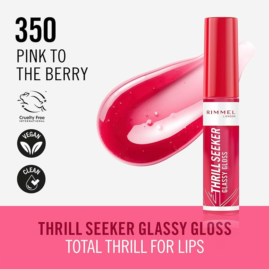 Rimmel Thrill Seeker Glassy Gloss 350 Pink To The Berry 10Ml | Best Price in Pakistan original skincare product Pakistan