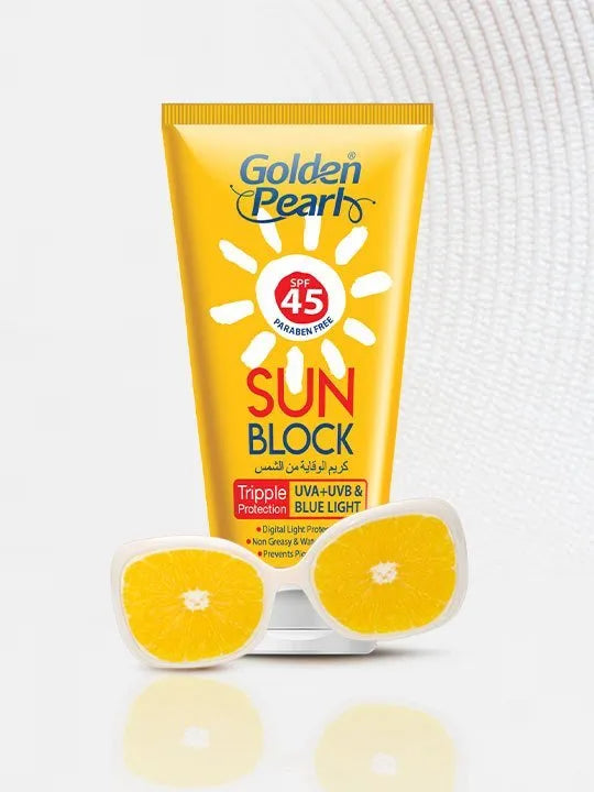 Golden Pearl Sun Block SPF 45 | 120ml | Best Price in Pakistan original skincare product Pakistan