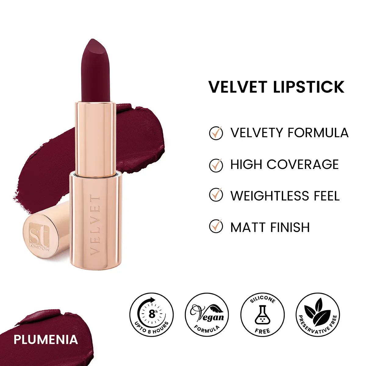 ST London | Velvet Ultra Matt Lipstick | Plumenia | Best Price in Pakistan original skincare product Pakistan مرکزی تصویر