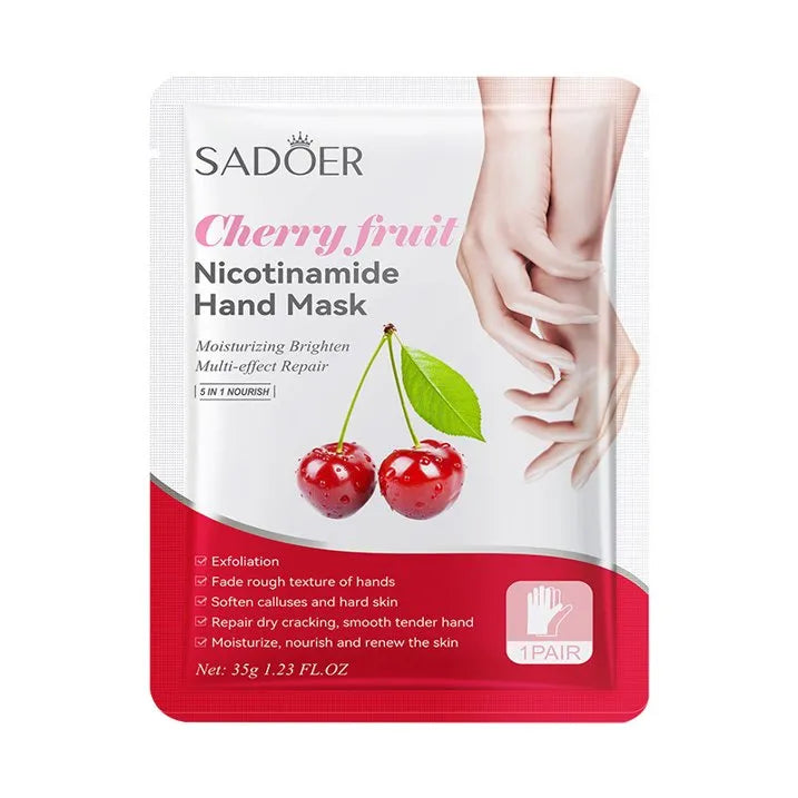 Sadoer | 5 in 1 Nourish Cherry Fruit Nicotinamide Hand Mask | 35G | Best Price in Pakistan original skincare product Pakistan