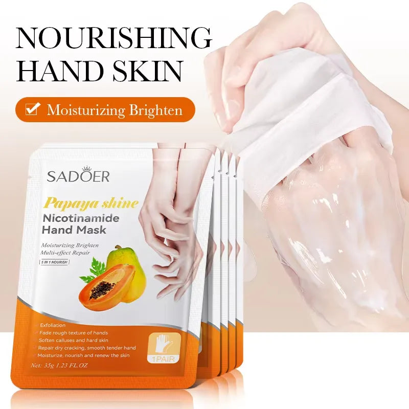 Sadoer | 5 in 1 Nourish Papaya Shine Nicotinamide Hand Mask | 35G | Best Price in Pakistan original skincare product Pakistan Main image