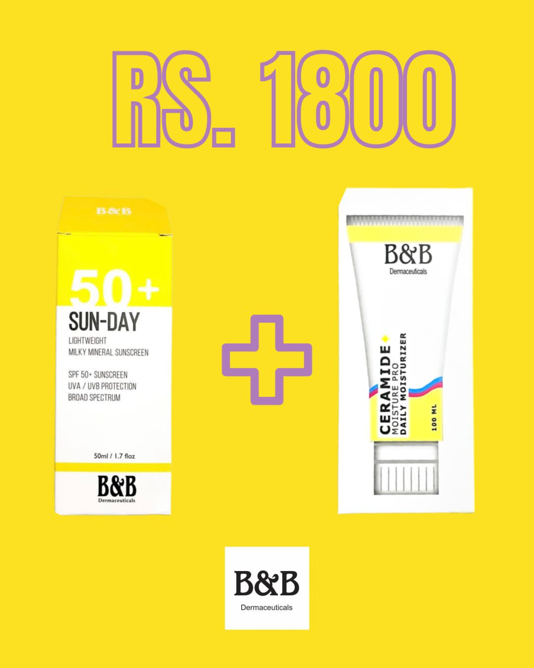 B&B Derma | Sunday Sunscreen + Ceramide Moisture Pro | Best Price in Pakistan original skincare product Pakistan