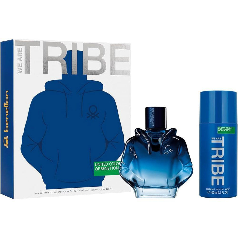 BENETTON WE ARE TRIBE 2 PCS SET FOR MEN: 3 OZ EAU DE TOILETTE SPRAY + 5.1 DEODORANT SPRAY | Best Price in Pakistan original skincare product Pakistan