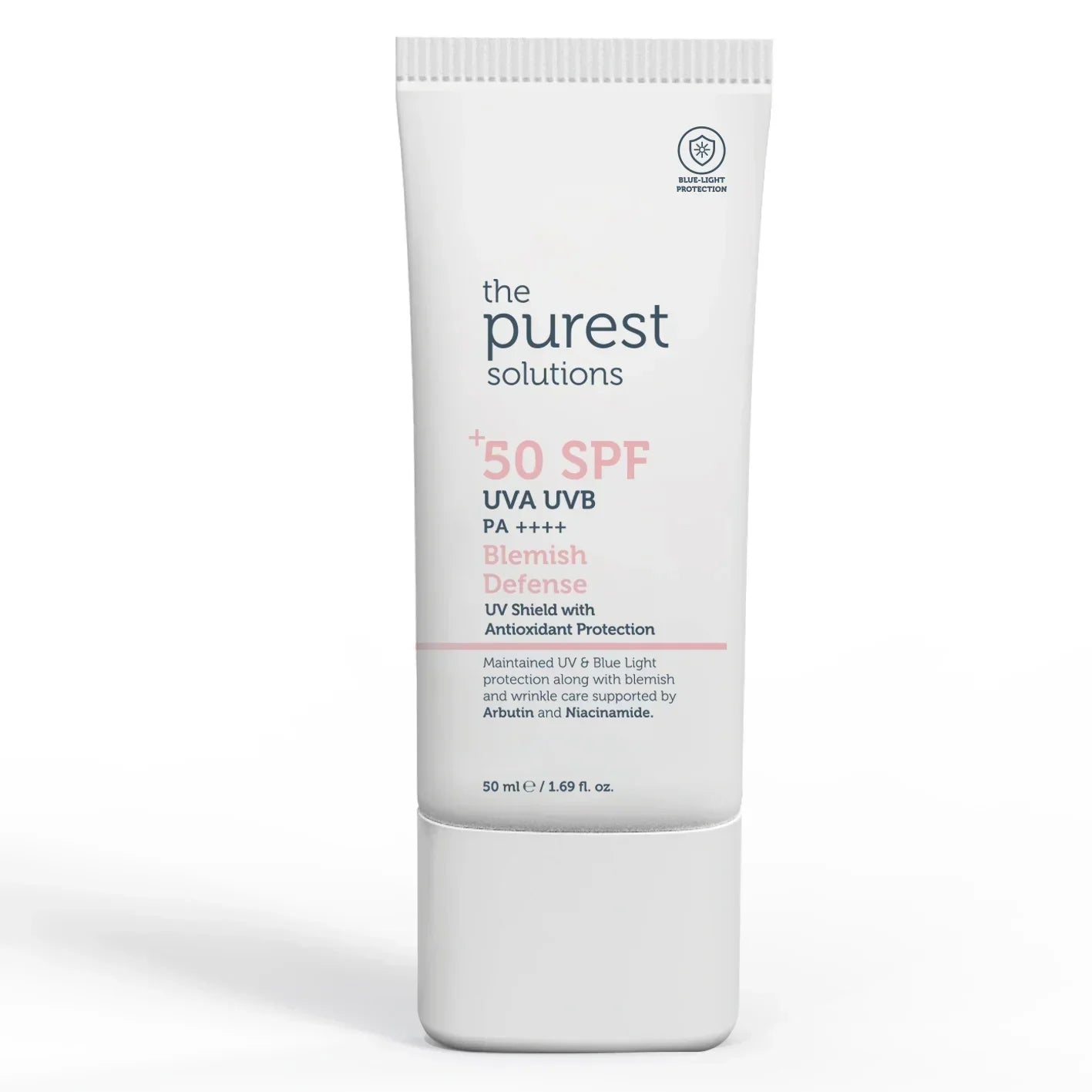 The Purest Solution | Blemish Defense Sunscreen UVA/UVB Antioxidant Protection 50 SPF | 50Ml | Best Price in Pakistan original skincare product Pakistan مرکزی تصویر