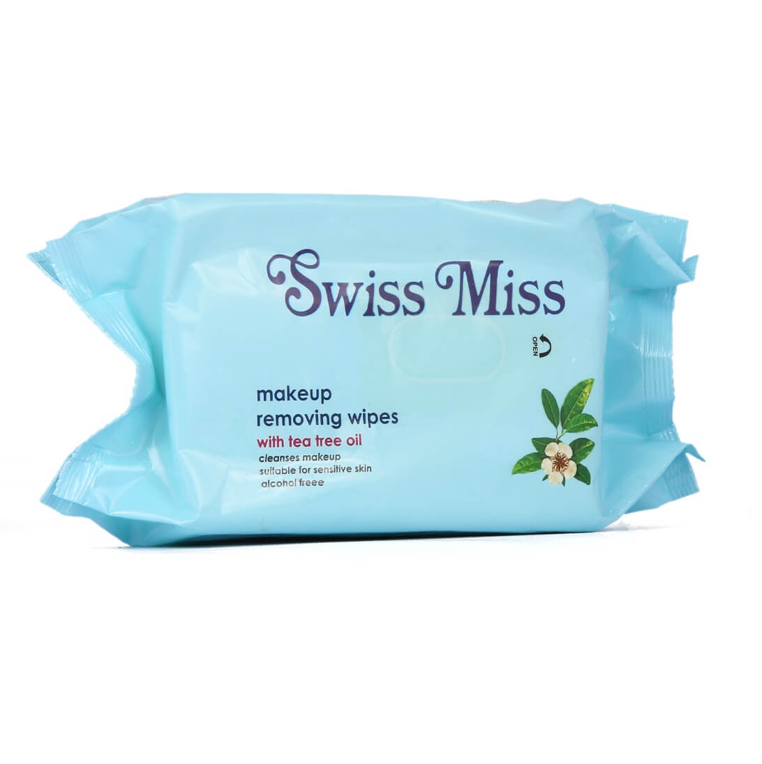 Swiss Miss | Makeup Remover Wipes With Tea Tree Oil 60 Pcs | Best Price in Pakistan original skincare product Pakistan مرکزی تصویر
