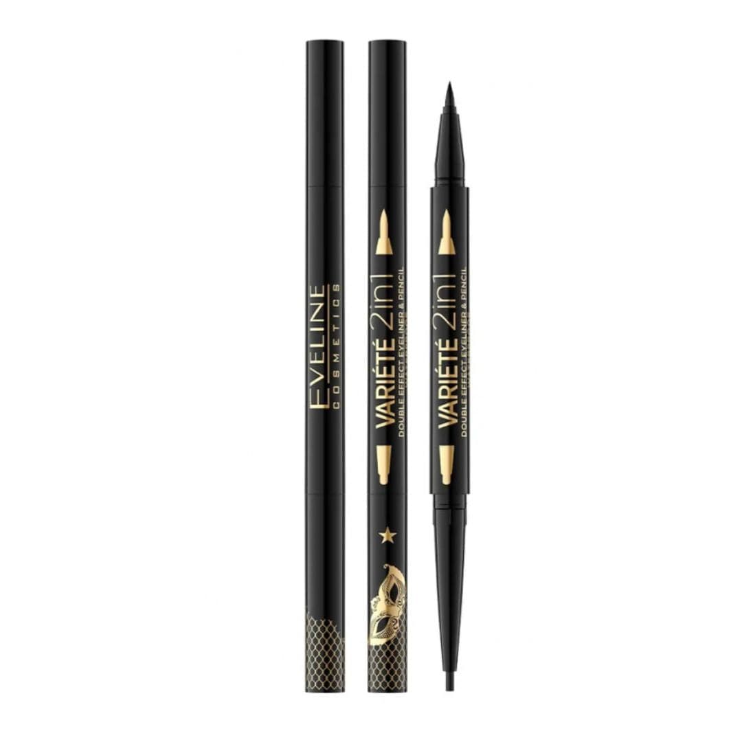 Eveline Variete Eyeliner And Pencil Double Effect 2In1 Ultra Black 1 Piece | Best Price in Pakistan original skincare product Pakistan