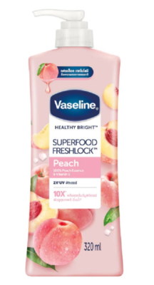 Vaseline | Body Lotion Healthy Bright Super Food Fresh Lock Peach 320Ml (Pump) | Best Price in Pakistan original skincare product Pakistan