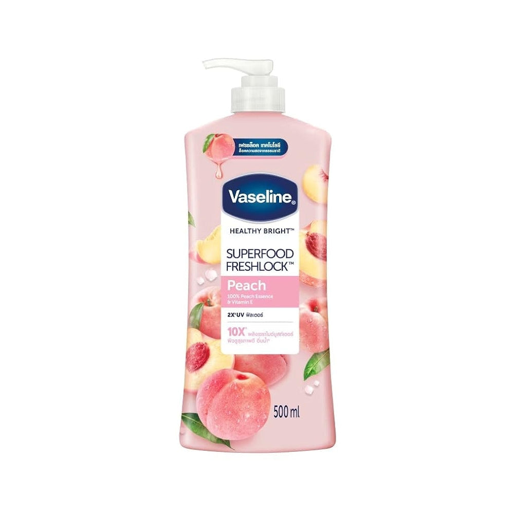 Vaseline | Body Lotion Healthy Bright Super Food Fresh Lock Peach 500Ml (Pump) | Best Price in Pakistan original skincare product Pakistan Main image