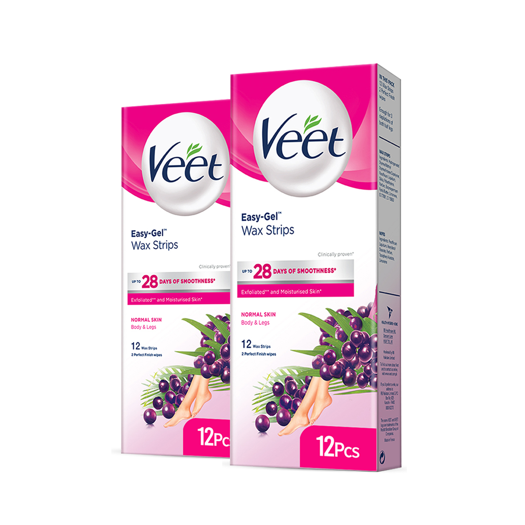 Veet Twin pack Wax Strips Normal Skin 2x12's | Best Price in Pakistan original skincare product Pakistan مرکزی تصویر