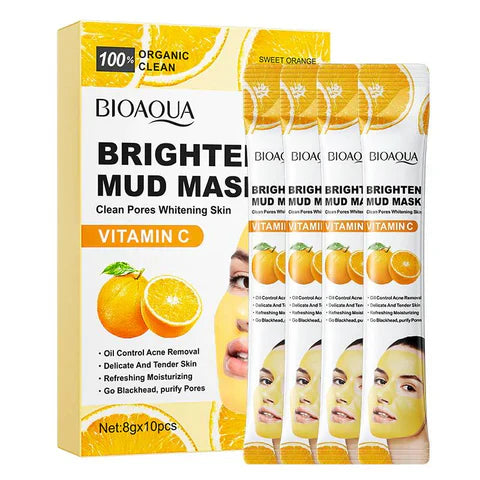Bioaqua | Vitamin C Brighten Cleansing Shrinking Pores Mud Mask 8g | 10 Pcs | Best Price in Pakistan original skincare product Pakistan