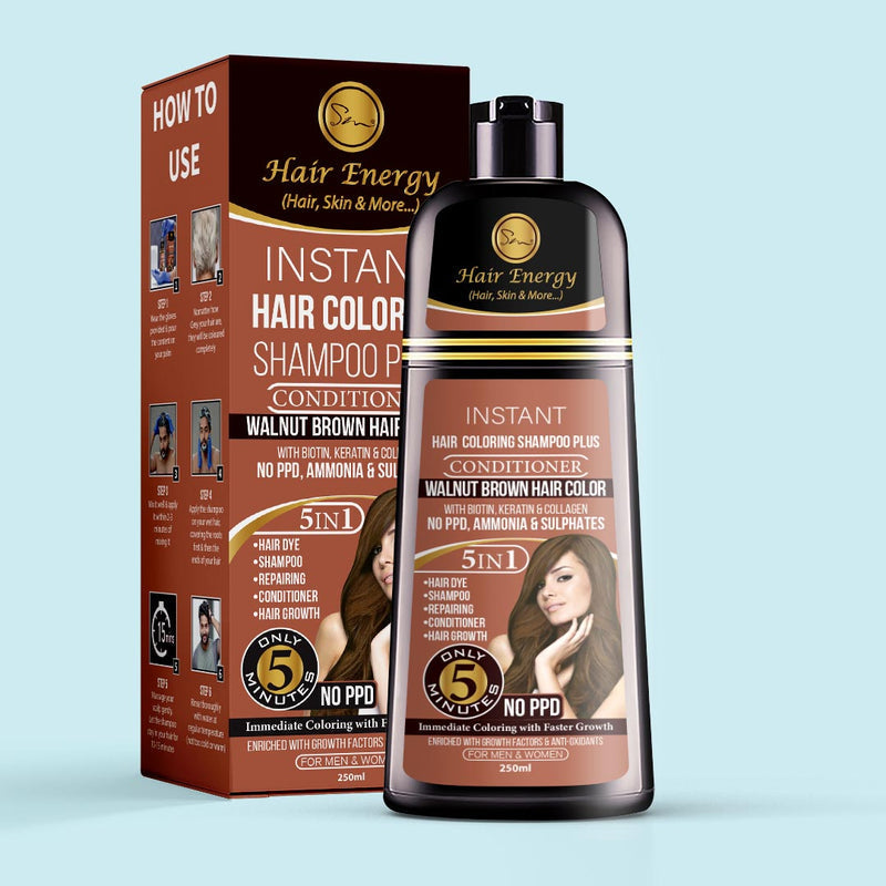 Hair Energy 100 Organic Aloevera GelInstant Hair Coloring Shampoo + Conditioner (Walnut Brown Colour ) | Best Price in Pakistan original skincare product Pakistan Main image