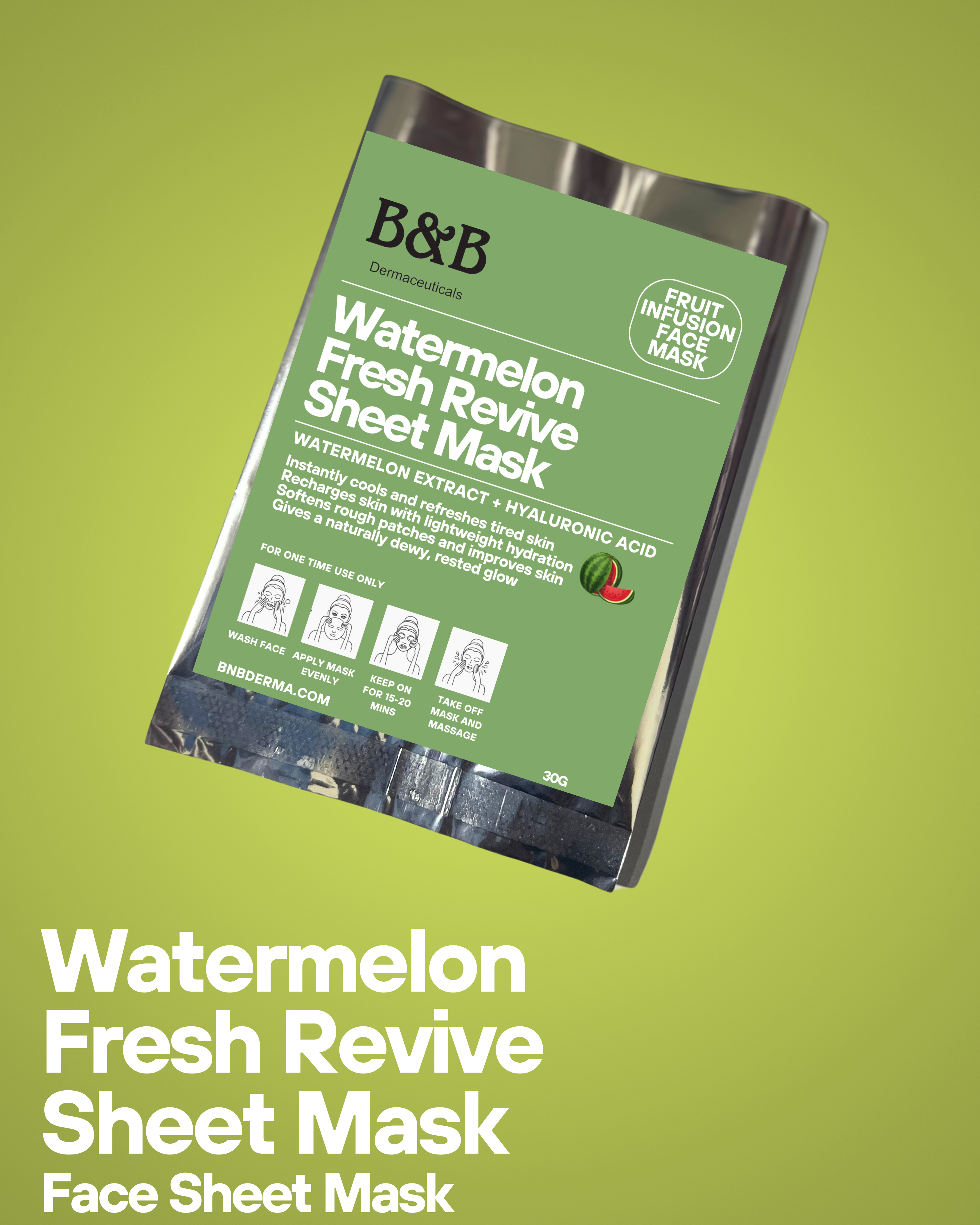B&B Derma | Watermelon-Fresh Revive Sheet Mask | Best Price in Pakistan original skincare product Pakistan مرکزی تصویر