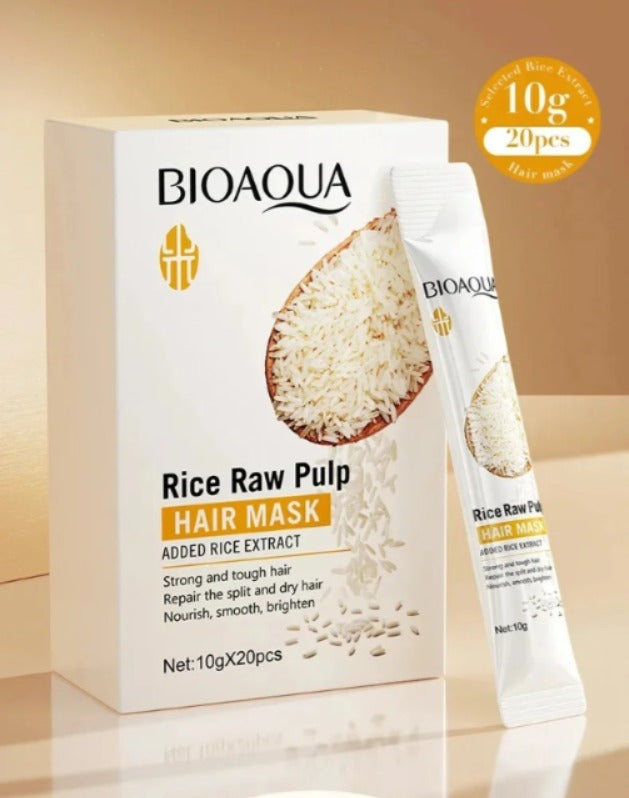 Bioaqua Rice Raw Pulp Hair Mask 10Gx20Pcs | Best Price in Pakistan original skincare product Pakistan