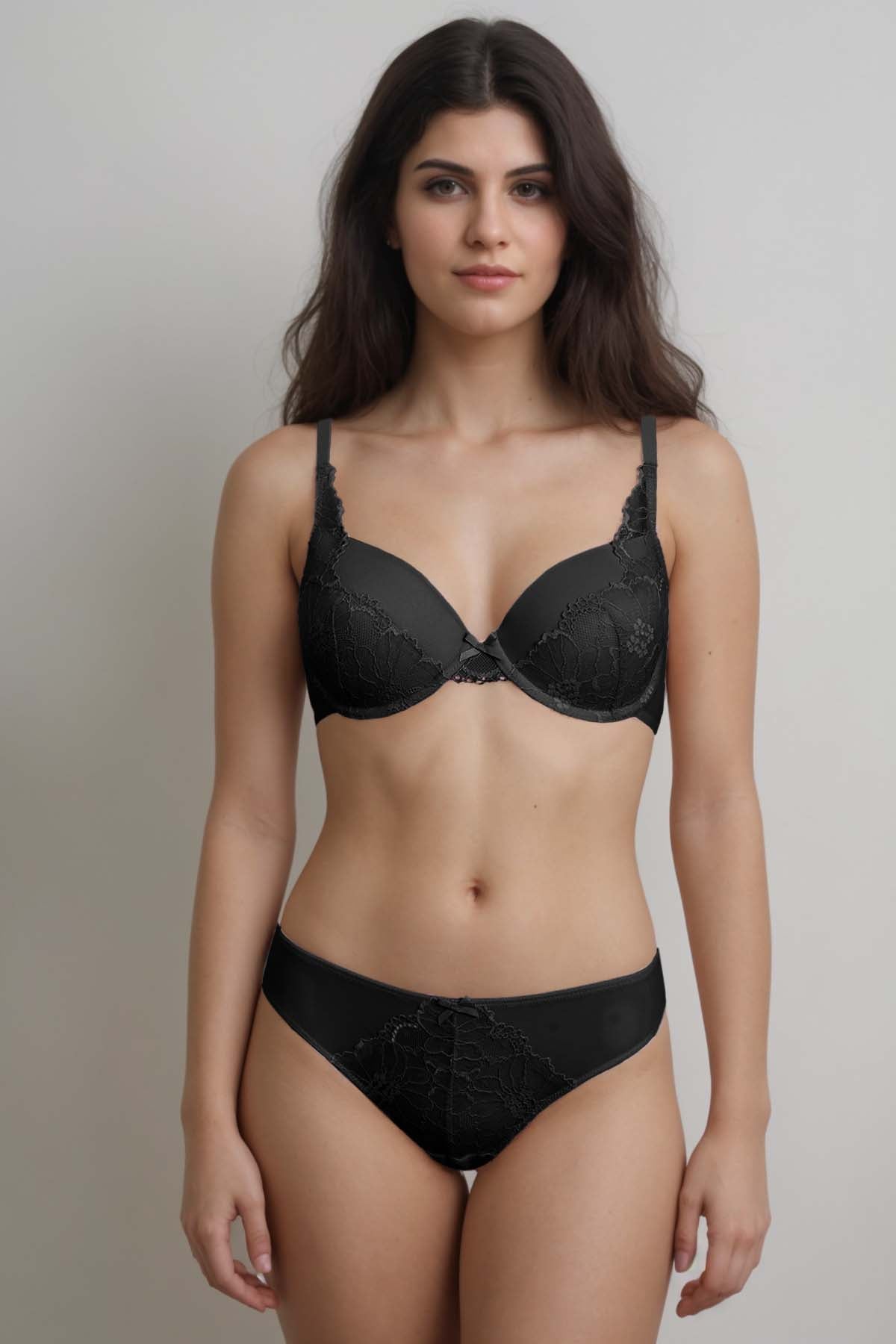 BLS | Emma Wired And Padded Lace Bra Set | Black | Best Price in Pakistan original skincare product Pakistan