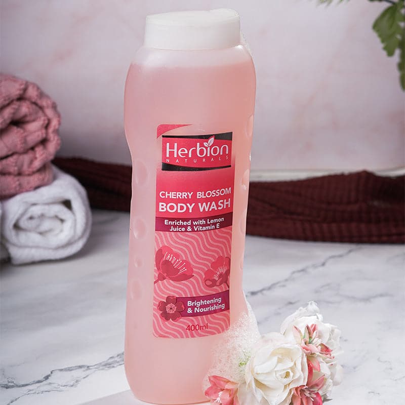 Herbion Cherry & Blossom Body wash 400 ml | Best Price in Pakistan original skincare product Pakistan