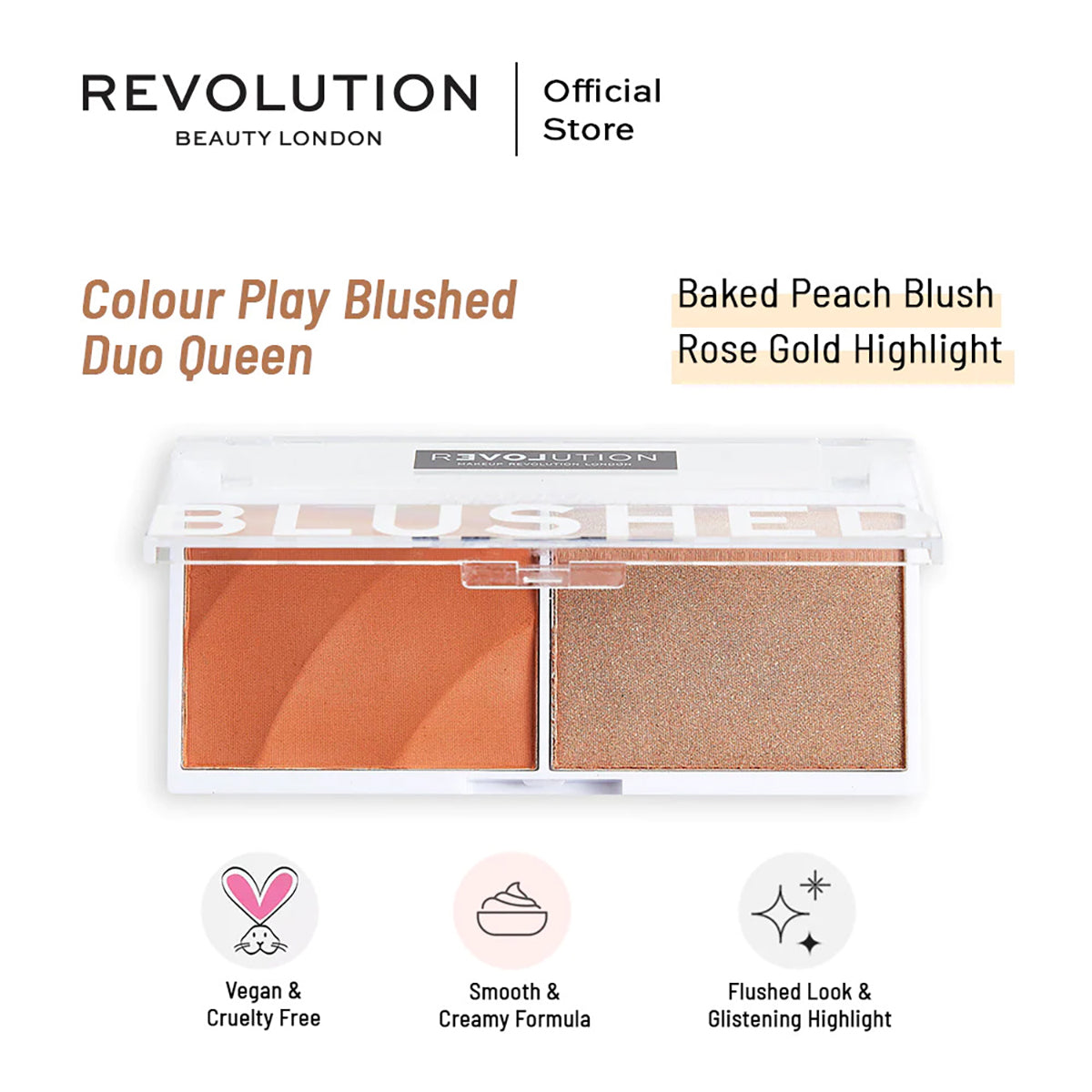 Revolution | Colour Play Blushed Duo Queen | Best Price in Pakistan original skincare product Pakistan مرکزی تصویر