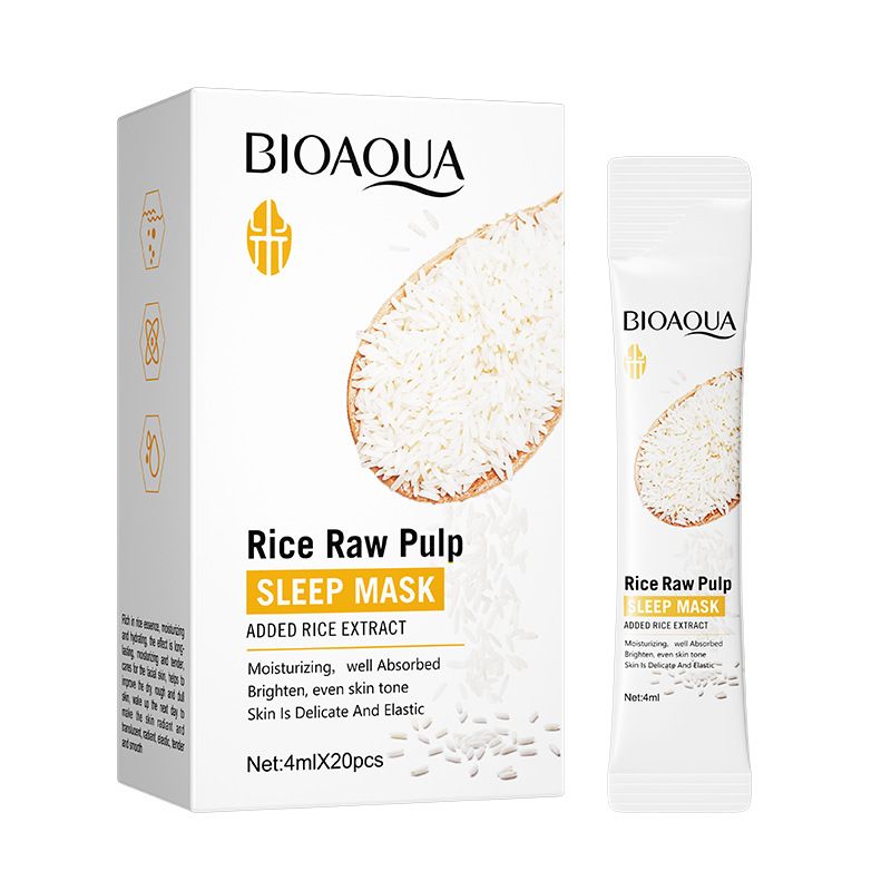 Bioaqua Rice Raw Pulp Sleep Mask 20Sx4Ml | 1 PC | Best Price in Pakistan original skincare product Pakistan
