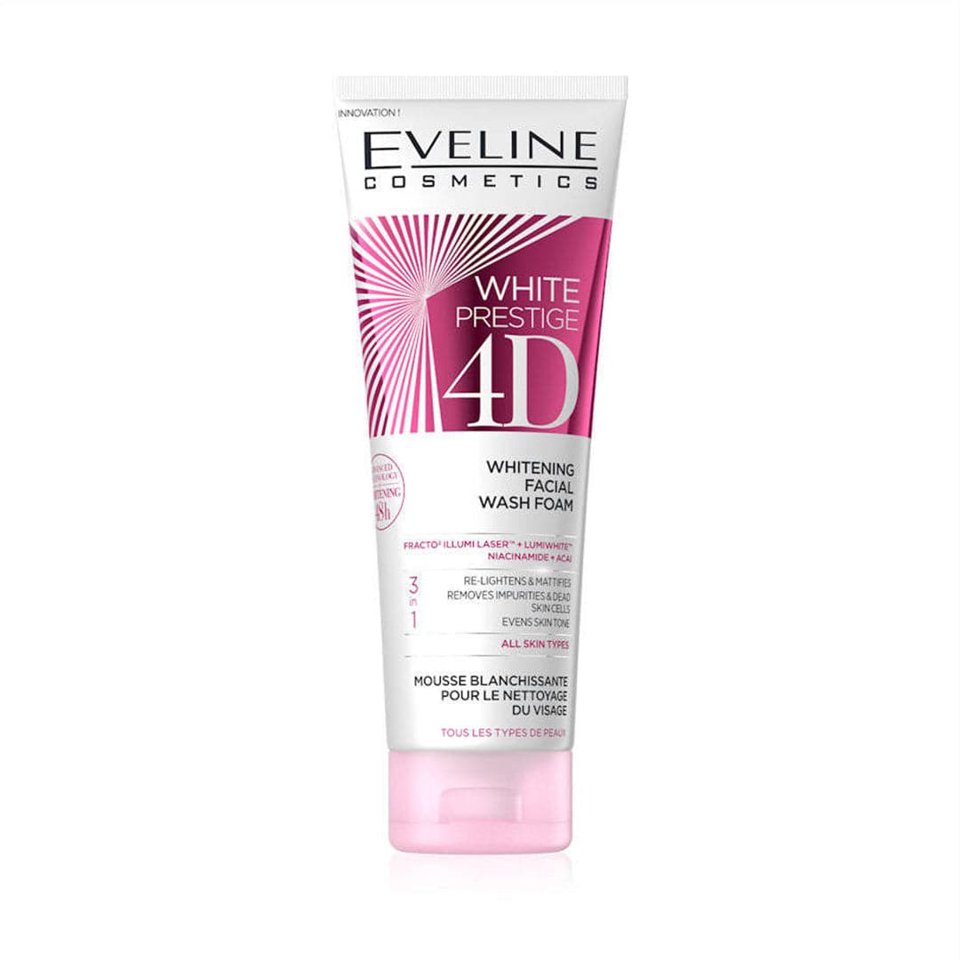 Eveline White Prestige 4D Whitening Facial Wash Foam | 100ml | Best Price in Pakistan original skincare product Pakistan