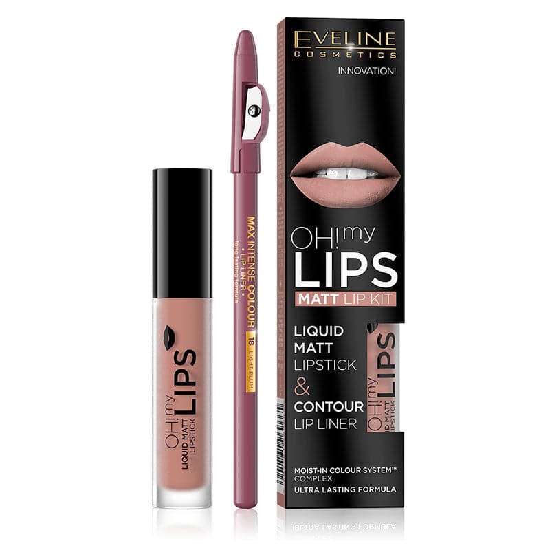 Eveline Oh! My Lips Liquid Matt Lipstick & Liner | 8 Lovely Rose | Best Price in Pakistan original skincare product Pakistan