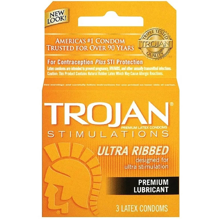 Trojan | Condom Ultra Ribbed Premium Lubricant | 3Ct | Best Price in Pakistan original skincare product Pakistan مرکزی تصویر