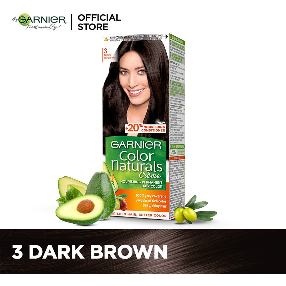Garnier | Color Naturals Crème Hair Color | 3 Dark Brown | Best Price in Pakistan original skincare product Pakistan Main image
