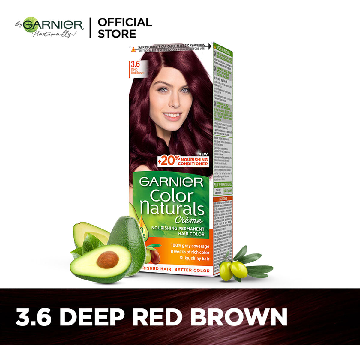 Garnier | Color Naturals Crème Hair Color | 3.6 Deep Red Brown | Best Price in Pakistan original skincare product Pakistan Main image