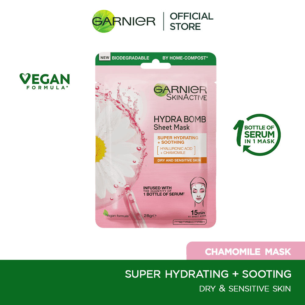 Garnier | Skin Active Hydra Bomb Chamomile Tissue Face Mask | Hydrating and Soothing 28g | Best Price in Pakistan original skincare product Pakistan