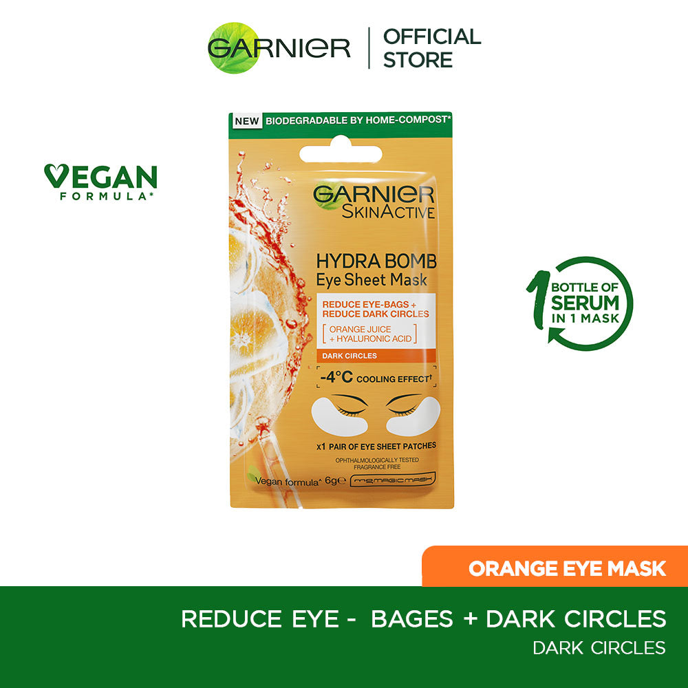 Garnier | Skin Active Hydra Bomb Orange Tissue Eye Mask | Cooling Effect 6g | Best Price in Pakistan original skincare product Pakistan