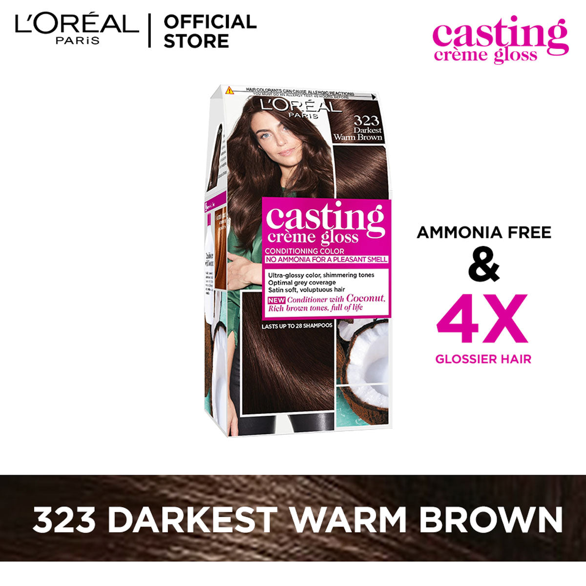 LOreal Paris | Casting Crème Gloss Hair Color | 323 Darkest Warm Brown | Best Price in Pakistan original skincare product Pakistan