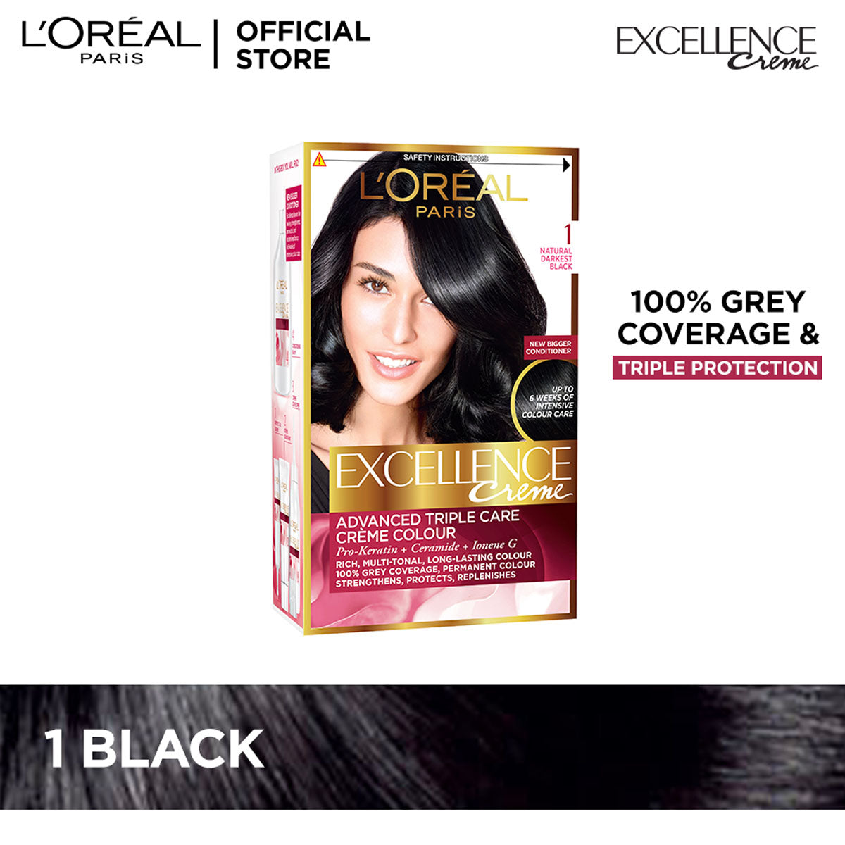 LOreal Paris | Excellence Crème Hair Color | 1 Black Noir | Best Price in Pakistan original skincare product Pakistan Main image