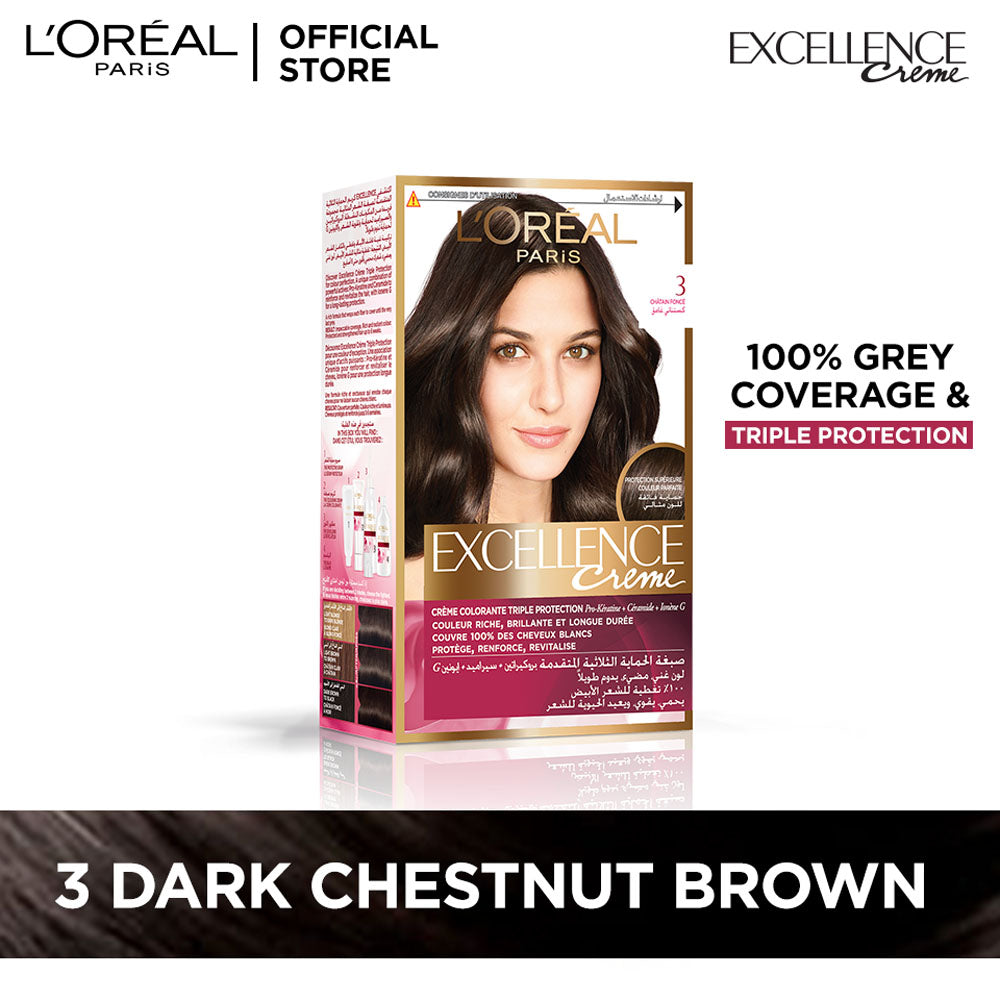 LOreal Paris | Excellence Crème Hair Color | 3 Dark Chestnut Brown | Best Price in Pakistan original skincare product Pakistan Main image