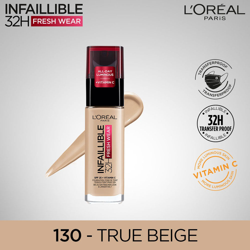 LOreal Paris | Infallible 24h Liquid Foundation | 130 True Beige | Best Price in Pakistan original skincare product Pakistan