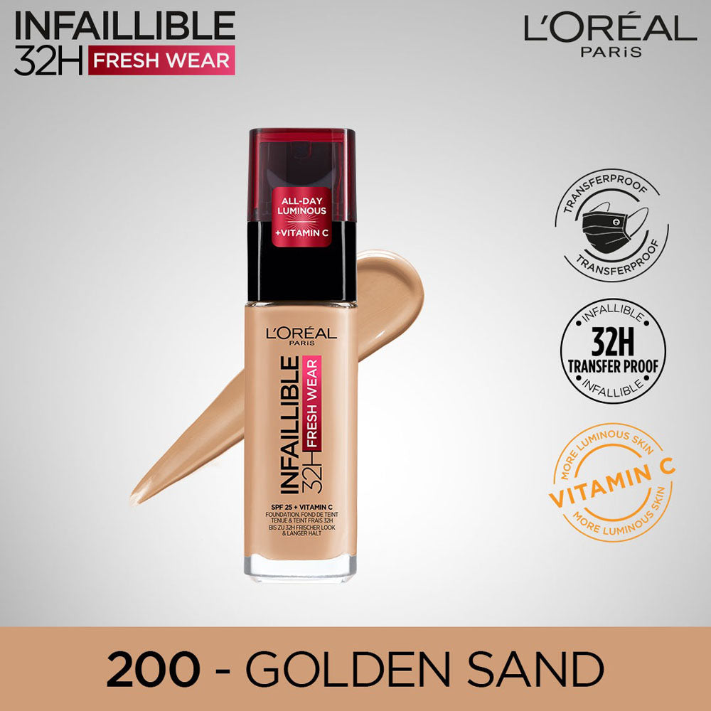 Loreal Infallible Liquid Foundation 24H Fresh Wear | 200 Golden Sand | Best Price in Pakistan original skincare product Pakistan