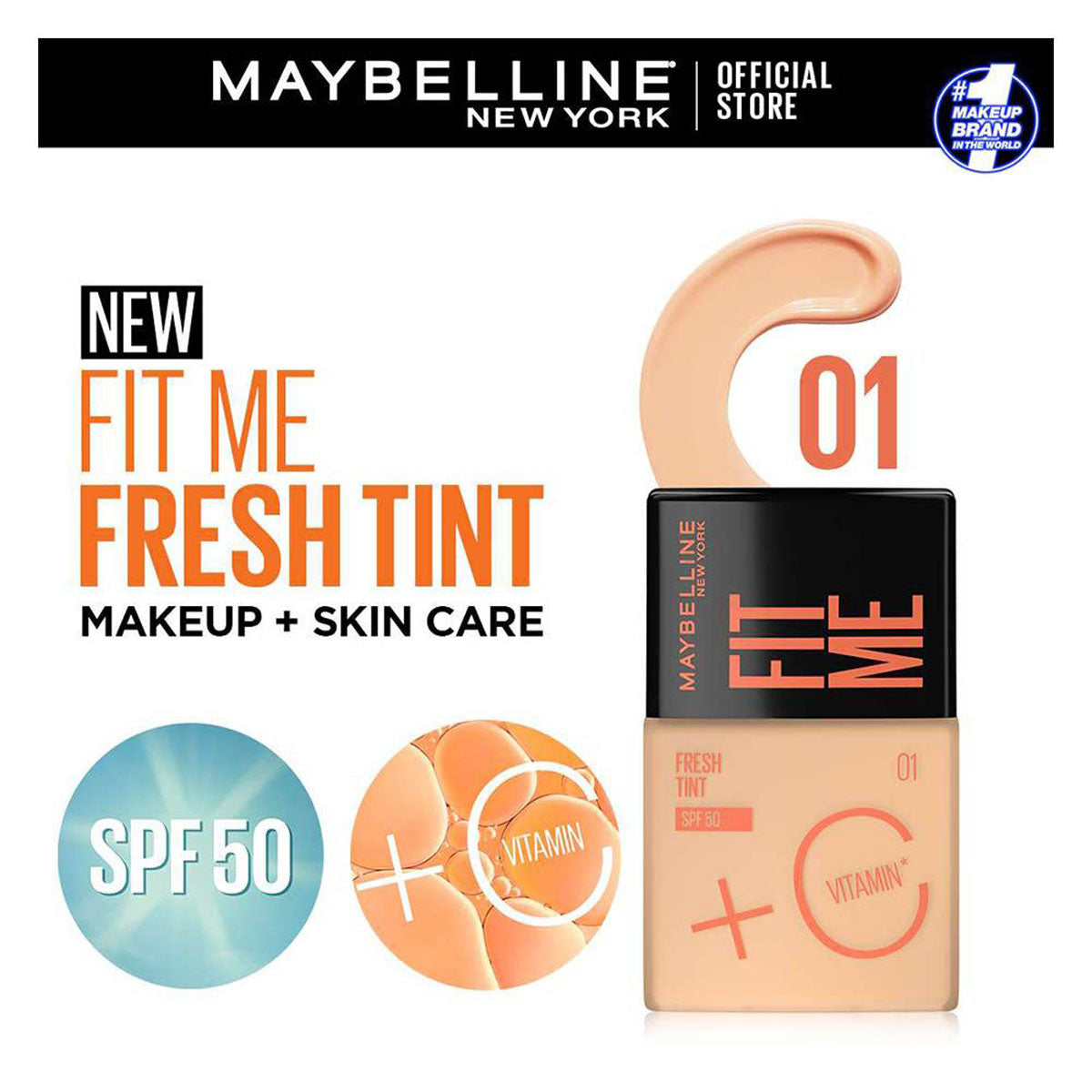 Maybelline | Fit Me Fresh Tint Spf 50 + Vitamin C Foundation | 01 | Best Price in Pakistan original skincare product Pakistan