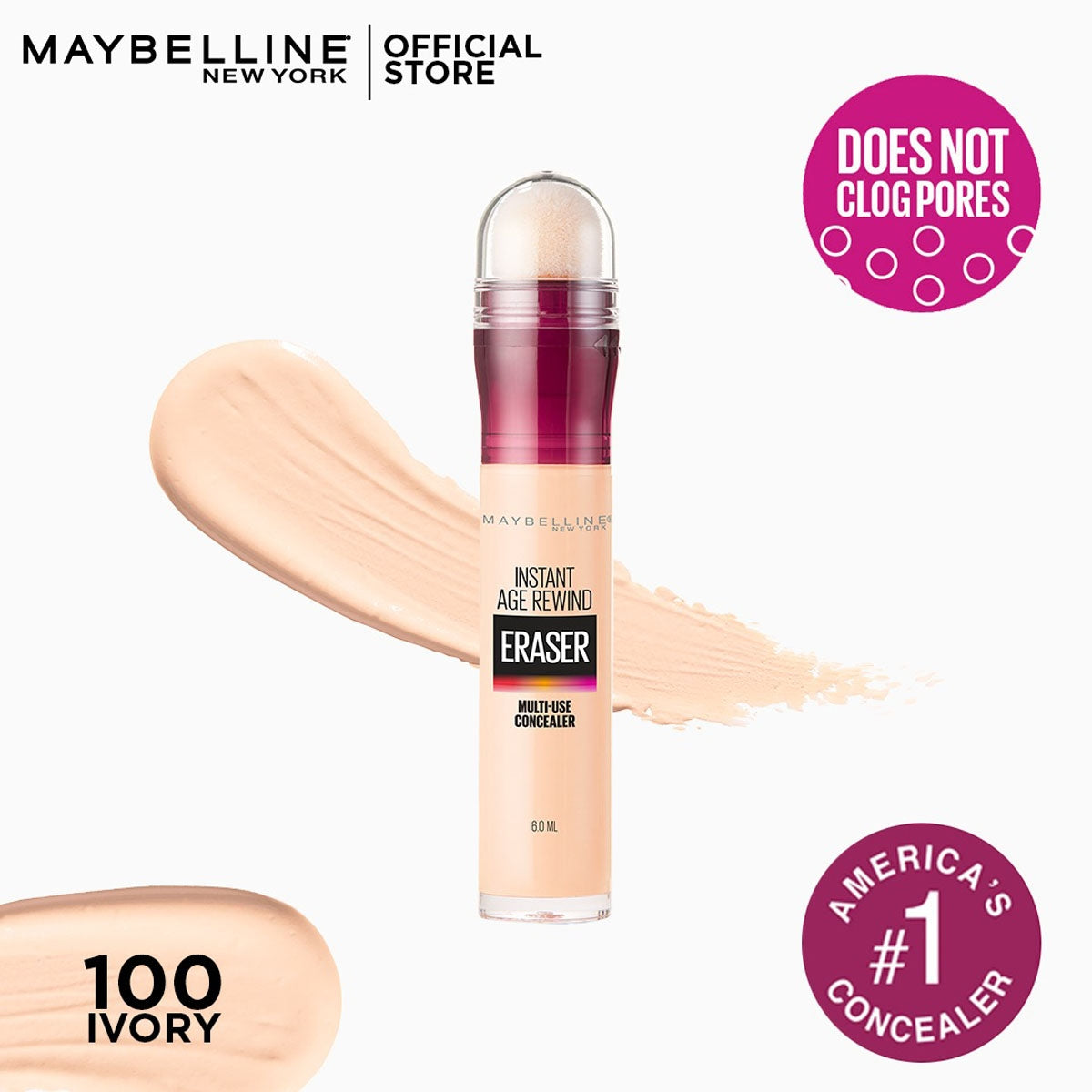 Maybelline | Instant Age Rewind Eraser Concealer | 100 Ivory | Best Price in Pakistan original skincare product Pakistan