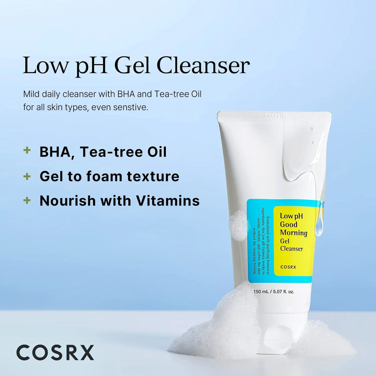 Cosrx | Low Ph Good Morning Gel Cleanser | 150ml | Best Price in Pakistan original skincare product Pakistan مرکزی تصویر