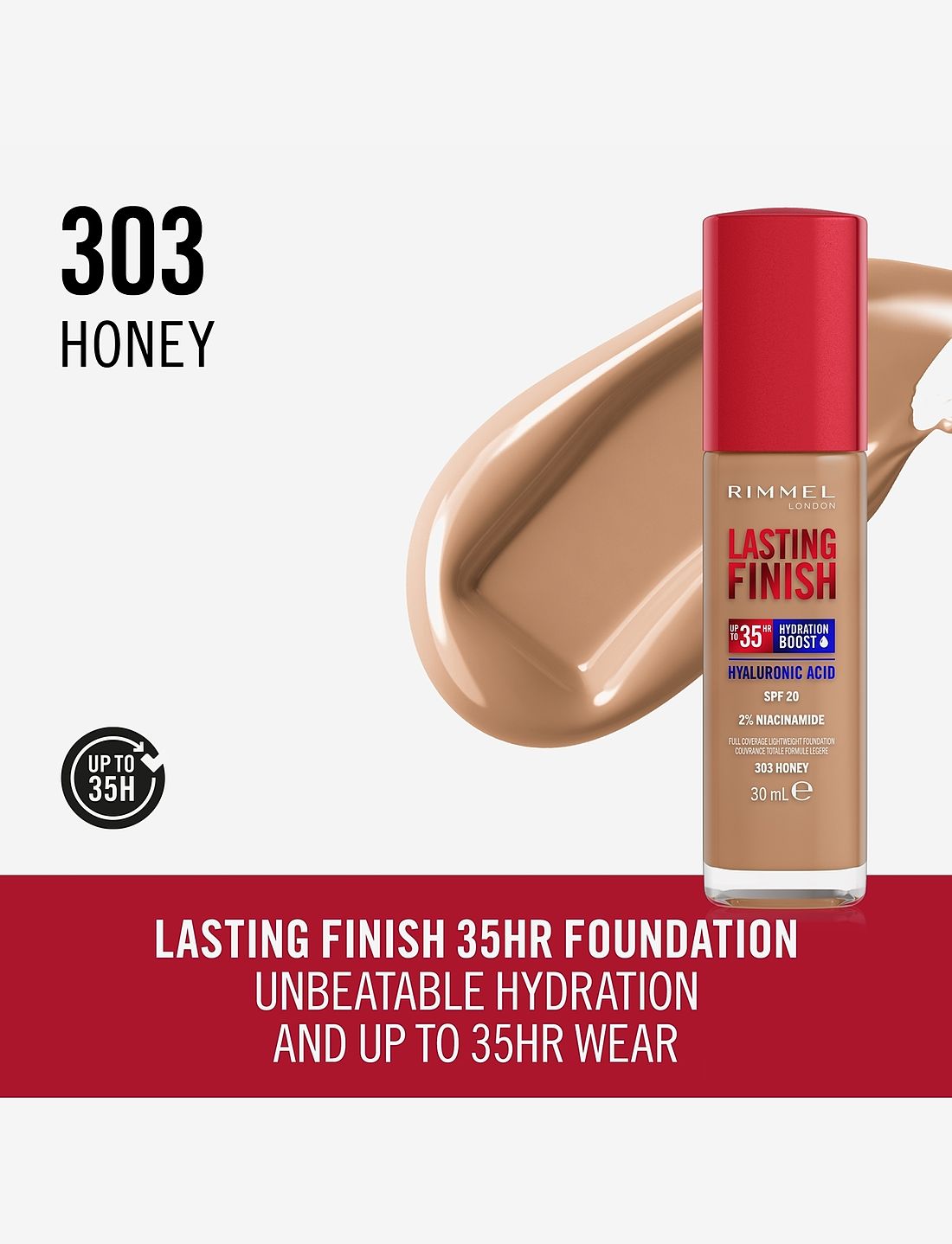 Rimmel London | Lasting Finish Hyaluronic Acid long-lasting Foundation | 303 Honey | Best Price in Pakistan original skincare product Pakistan Main image