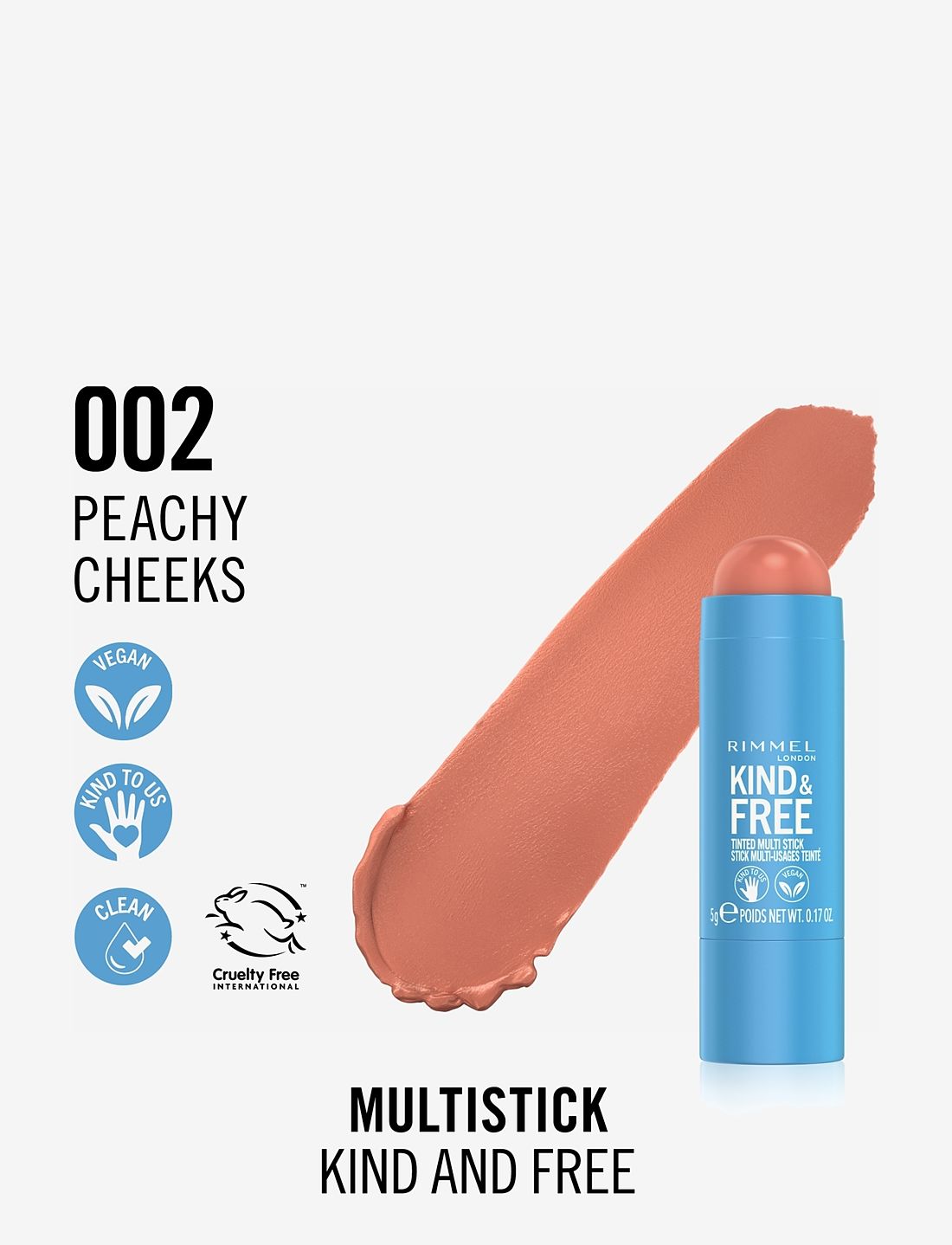 Rimmel London | Kind & Free Multi-Stick | 02 Peachy Cheeks | Best Price in Pakistan original skincare product Pakistan Main image