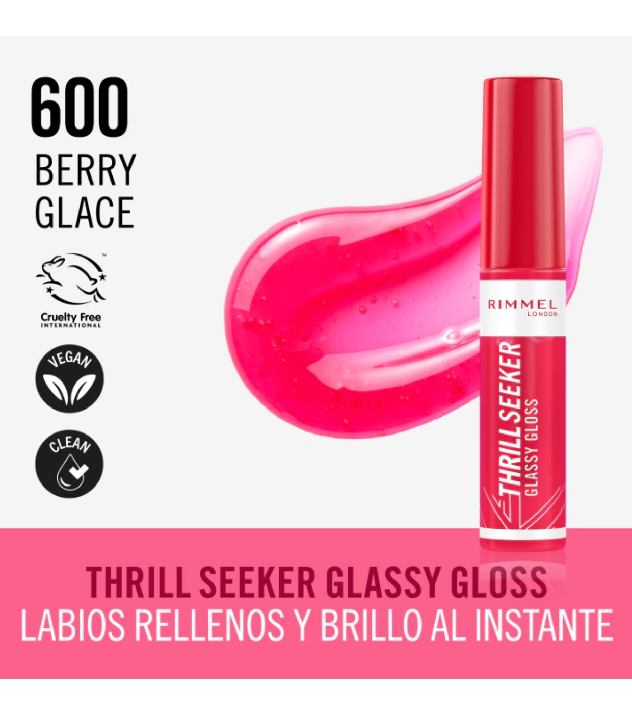 Rimmel London | Lip Gloss Thrill Seeker | 600 Berry Glace | Best Price in Pakistan original skincare product Pakistan Main image
