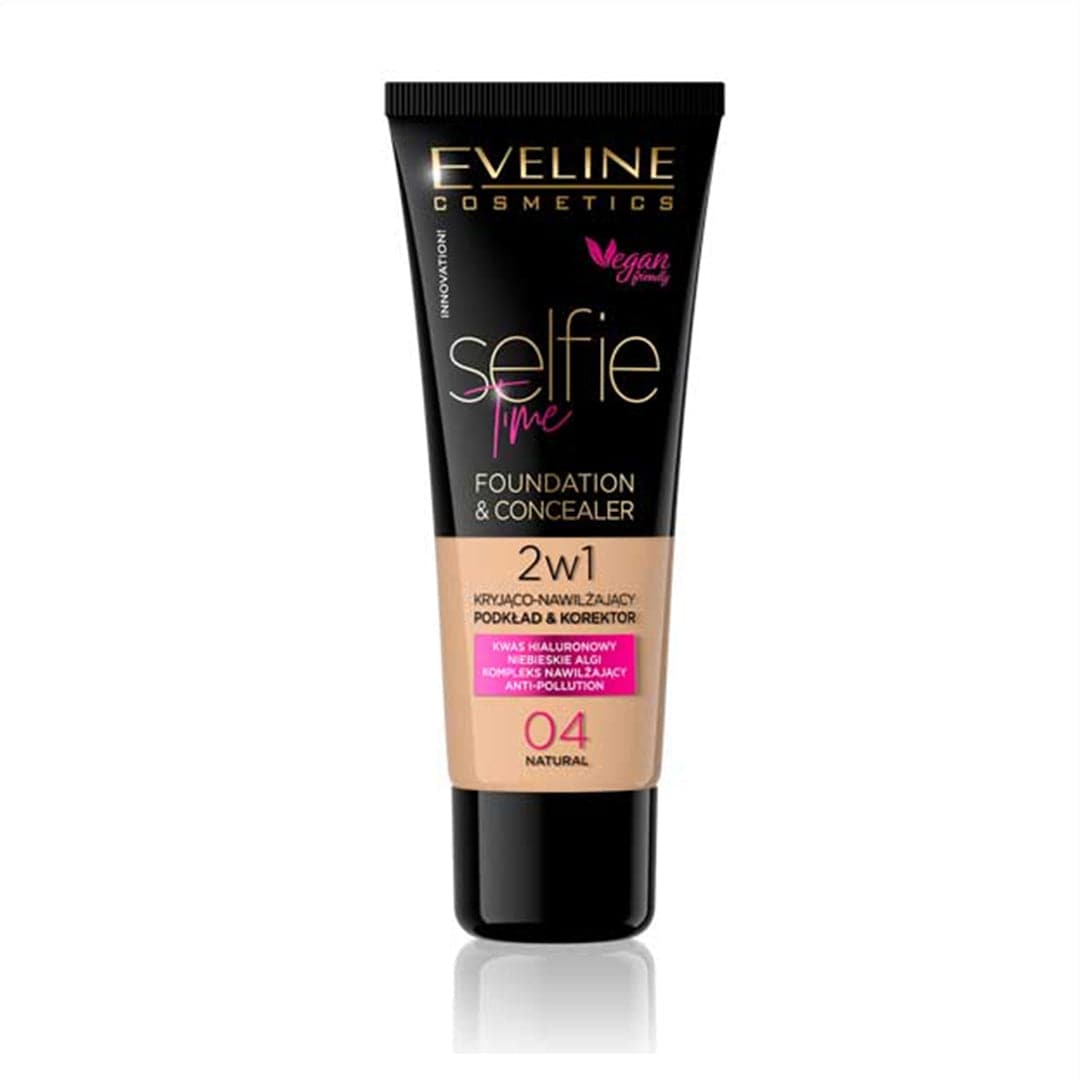 Eveline Selfie Time Foundation & Concealer 04 Natural | 30ml | Best Price in Pakistan original skincare product Pakistan
