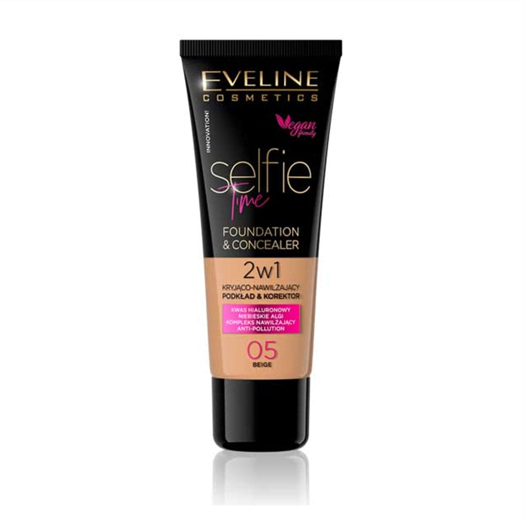 Eveline Selfie Time Foundation & Concealer 05 Beige | 30ml | Best Price in Pakistan original skincare product Pakistan