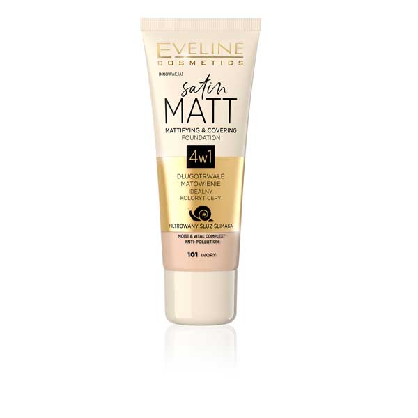 Eveline Satin Matt Mattifying & Covering Foundation | 101 Ivory | Best Price in Pakistan original skincare product Pakistan