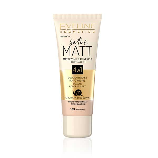 Eveline Satin Matt Mattifying & Covering Foundation | 103 Natural | Best Price in Pakistan original skincare product Pakistan