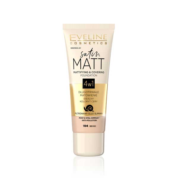 Eveline Satin Matt Mattifying & Covering Foundation | 104 Beige | Best Price in Pakistan original skincare product Pakistan مرکزی تصویر