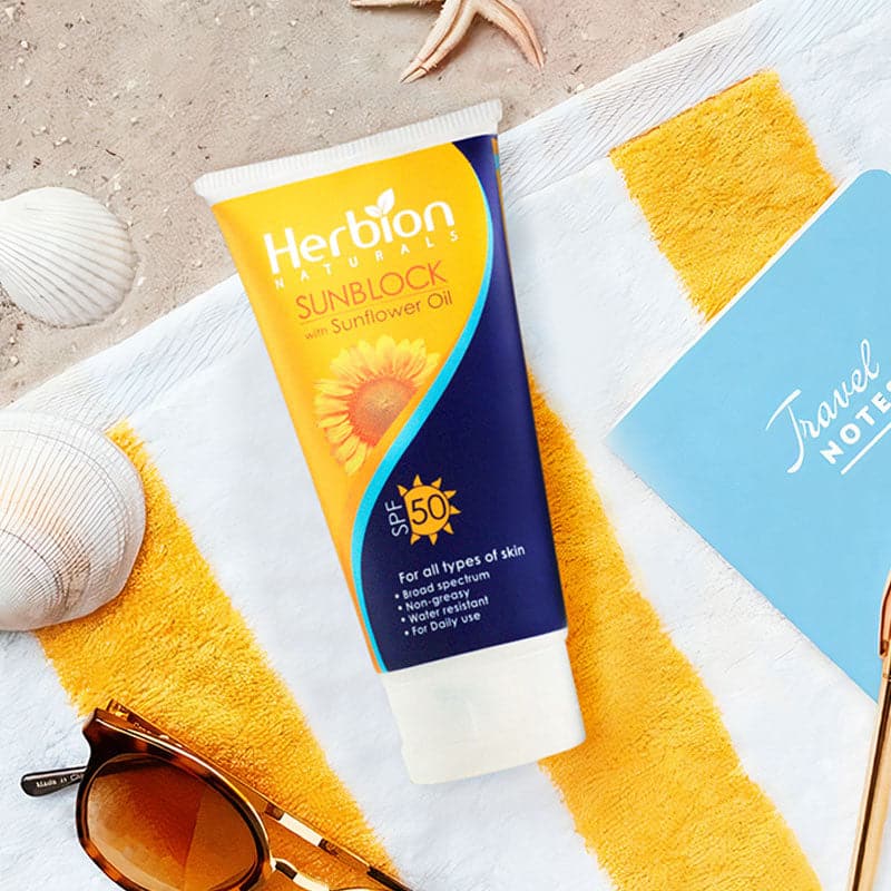 Herbion Natural Sun Block 50 SPF | Best Price in Pakistan original skincare product Pakistan