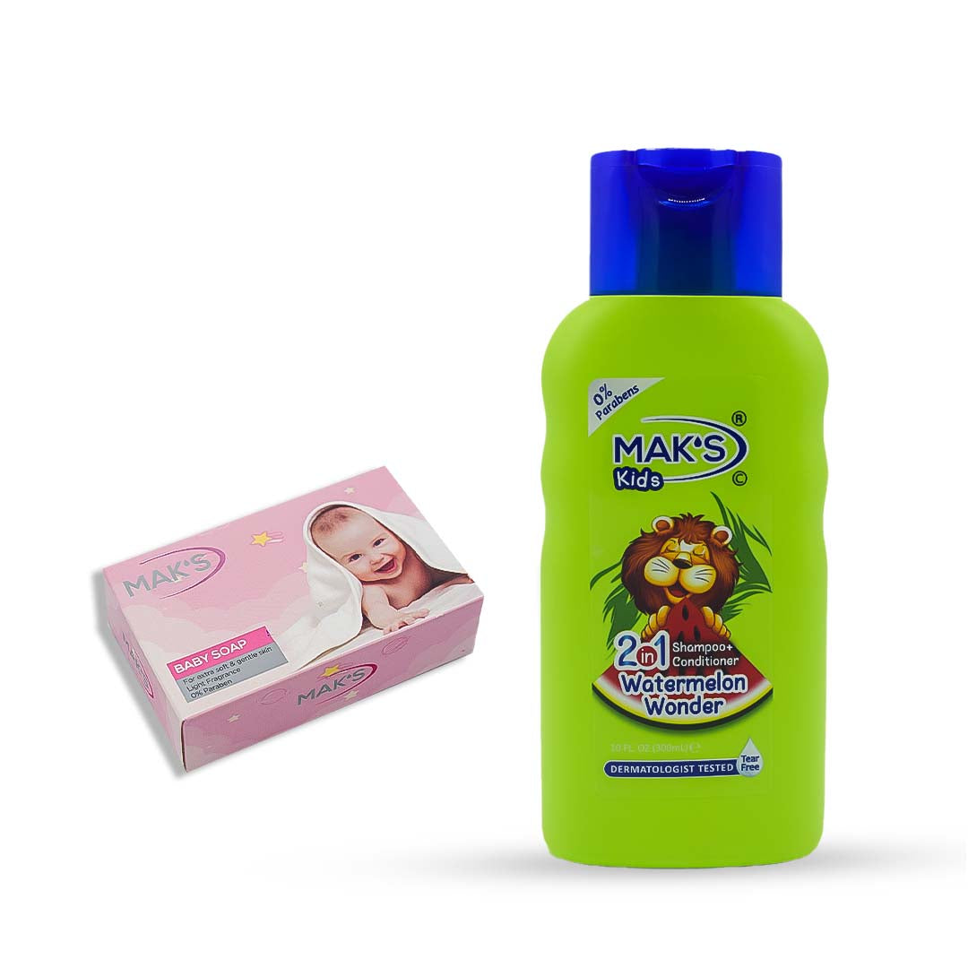 Maks | Kids Watermelon Wonder 2In1 Shampoo & Conditioner | 300ml With Baby Soap | Best Price in Pakistan original skincare product Pakistan